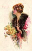 Mia May, Art Deco Italian art postcard Erkal No. 335/5. s: Usabal