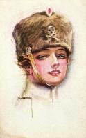 German Totenkopf lady, Art Deco postcard PFB No. 3796/6. s: Usabal