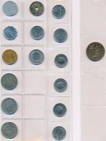 73db vegyes magyar és külföldi fémpénz albumba rendezve, közte német, holland, spanyol pénzek T:vegy...