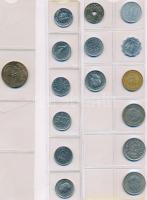 73db vegyes magyar és külföldi fémpénz albumba rendezve, közte német, holland, spanyol pénzek T:vegy...