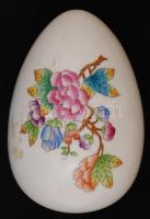 Herendi Viktória mintás porcelán tojás, kézzel festett, hibátlan, jelzett, 11x8x7 cm