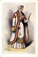 6 db RÉGI főleg használatlan motívumlap, Csernák Anna szignóval; 'Ősi magyar nemzeti viseletek&...