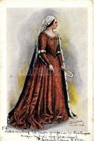 6 db RÉGI főleg használatlan motívumlap, Csernák Anna szignóval; 'Ősi magyar nemzeti viseletek&...