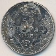 Szerbia 1915. 50p Ag "I. Péter" T:2-,3 ü., forrasztásnyom Serbia 1915. 50 Para Ag "Peter I" C:VF,F ding, soldering mark