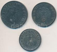 Német 3. Birodalom  1941F 1pf Zn + 1941A 5pf Zn + 1941J 10pf Zn T:2,2-
German Third Reich 1941F 1 Pf...