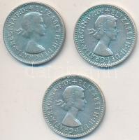 Ausztrália 1957-1959. 3p Ag "II. Erzsébet" (3x) T:2,2-
Australia 1957-1959. 3 Pence Ag &qu...