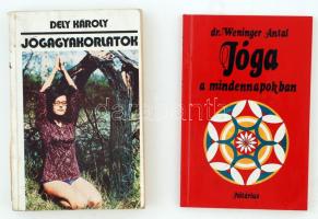 2 db jóga témájú könyv: Weninger Antal: Jóga a mindennapokban. Budapest, 1991, Nótárius Könyvkiadói GMK. Illusztrált kiadói papírkötésben.; Dely Károly: Jógagyakorlatok. Budapest, 1973, Sport. Illusztrált kiadói papírkötésben. Kissé viseltes fedőborítóval.
