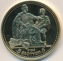 DN "Történelmi aranypénzek - Lengyelország 5Zl - Az alkotmány elfogadása" aranyozott rézöt...