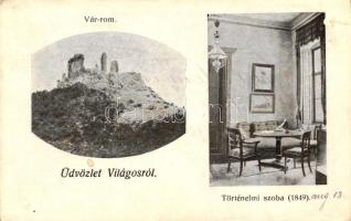 Világos, Várrom, Történelmi szoba, kiadja Wéber János / castle ruins, historical room interior