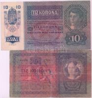1904. 10K felülbélyegzéssel + 1915. 10K piros "Deutschösterreich" felülbélyegzéssel T:III,...