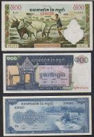 Kambodzsa/Királyság 1962-63. III.kiadás teljes sor variánsok nélkül 5R,10R,100R,100R más típus,500R 5 klf bankjegy T:I