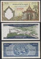 Kambodzsa/Királyság 1962-63. III.kiadás teljes sor variánsok nélkül 5R,10R,100R,100R más típus,500R ...