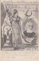 1902 Kossuth Lajos születésének 100. évfordulójára, emléklap, Blaha Lujza, Honvéd-szobor / 100th anniversary of Kossuth Lajos, statue