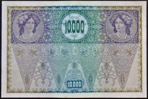 1918. 10.000K piros "Deutschösterreich" felülbélyegzéssel, német nyelvű hátlap T:II