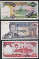 Kambodzsa 1990-92. teljes sor 50R, 100R, 200R, 500R, 1000R, 2000R 6 klf bankjegy T:I