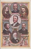 Wekerle Sándor és miniszterei; Apponyi Albert, Kossuth Ferenc, Andrássy Gyula, Polónyi Géza, Zichy Aladár, Darányi Ignác / Hungarian politicians (EK)