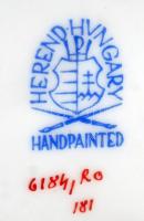 Herendi Rothschild mintás bonbonier tetején rózsával, kézzel festett, hibátlan, jelzett, d: 12 cm