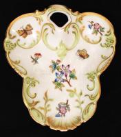 Herendi Viktória mintás füles tálka, kézzel festett, hibátlan, jelzett, 16x15 cm