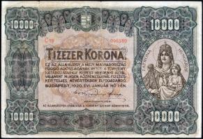 1920. 10.000K "Orell Füssli Zürich" piros sor és sorozatszámmal + 1923. 10.000K "Orell Füssli Zürich" T:III,III-