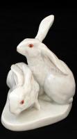 Herendi porcelán nyuszipár, hibátlan, jelzett, 13x14 cm
