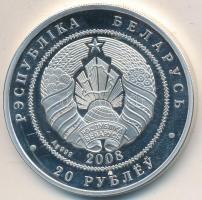 Fehéroroszország 2008. 20R Ag "Hiúz" Swarowski kövekkel díszítve, tanúsítvánnyal (31,1g/0....