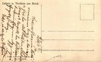 1916 Leben und Treiben am Bord, Verlag A. Fischer Pola Nr. 514 / WWI K.u.K. navy mariners, resting o...