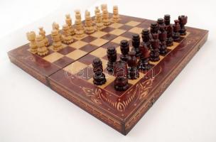 Dekoratív sakk készlet, hiánytalan, kopott, 50×50 cm