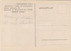 Budapest VIII. Kálvin tér, Református templom, hátoldalon Bethlen könvy- és papírkereskedés reklám s...