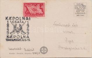 Kápolna, Római katolikus iskola, Honvédemlék, 'Kápolnai csata 1949' So. Stpl (ázott / wet ...