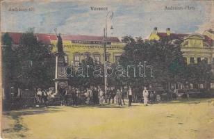 Versec, Andrássy tér, kaszinó, Takarékpénztár, Honvéd emlék szobor / square, casino, bank, monument (EK)