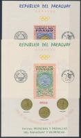 Olimpia medálok vágott + fogazott sor + blokksor Olympics medals perf + imperf set + block set