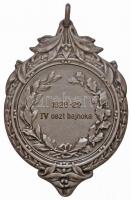 1929. "Budapesti Labdarúgók Alszövetsége" ezüstözött fém díjérem dekoratív keretben, fülle...