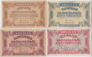 1946. 9db-os vegyes adópengő tétel, közte két laminált T:vegyes