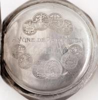 Ezüst (Ag.) Tavannes art-deco zsebóra, másodpercmutatós, működik, jelzett, bruttó:66,4 gr