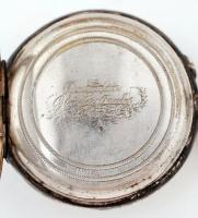 Ezüst (Ag.) tokos zsebóra, másodperc mutatós, jelzés nélkül, festett porcelán számlap, möködik