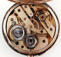 Ezüst (Ag.) tokos zsebóra, másodperc mutatós, jelzés nélkül, festett porcelán számlap, möködik