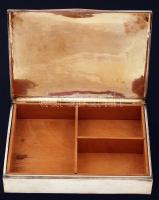 Ezüst (Ag) cigarettás doboz fa betéttel, jelzett, br: 834 g /
silver cigarette box, br: 834 g