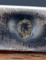 Ezüst (Ag) cigarettás doboz fa betéttel, jelzett, br: 834 g /
silver cigarette box, br: 834 g