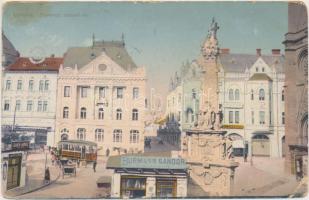 Újvidék, Pétervárad; Ferenc József tér, Glück János üzlete, Kovács József üzlete, cukrászda, Burmann Sándor puskaműves üzlete / square, shops, confectionery (EK)