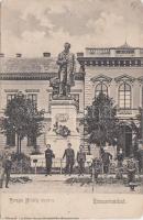 Rimaszombat, Tompa Mihály szobra, Királyi Törvényszék, kiadja Rábely Miklós / statue, court (lyuk / pinhole)