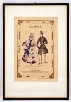 1833 La Moda, Figurino di Parigi No.21, No.24, No.25, No.35, 4 db színezett rézmetszet, üvegezett ke...