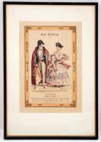 1833 La Moda, Figurino di Parigi No.21, No.24, No.25, No.35, 4 db színezett rézmetszet, üvegezett ke...
