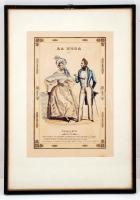 1833 La Moda, Figurino di Parigi No.21, No.24, No.25, No.35, 4 db színezett rézmetszet, üvegezett ke...
