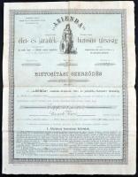 Ausztria / Bécs 1886. "'Azienda' Osztrák-Franczia Élet- és Járadék-Biztosító Társaság" biztosítási szerződése 1000Ft-ról magyar nyelven T:III Austria / Vienna 1886. "'Azienda' Austrian-French Insurance Company" insurence policy about 1000 Forint in Hungarian language C:F