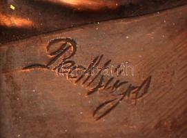 Dúsan aranyozott levélmintás fa képkeret, belső méret: 14x10 cm, külső méret: 28x24 cm