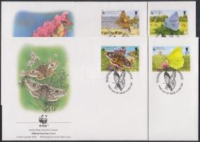 WWF butterflies set + 4 FDC WWF lepkék sor + 4 FDC