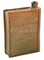 "Biblia pogányabb emberek részére" karcagi kerámia butykos, jelzett(Kántor Sándor), lepatt...