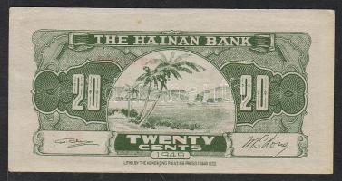 Kína/Provincial Bank/The Hainan Bank 1949. 20c T:I