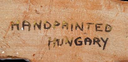 Díszes falra akasztható görögkeleti stílusú kereszt, mázas kerámia, kézzel festett, jelzett, 22,5×17...