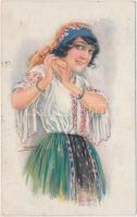 'Magyar vér' Art Deco képeslap Erkal Nr. 331/4 s: Usabal, 'Ungarisch Blut' Art Deco postcard Erkal Nr. 331/4 s: Usabal